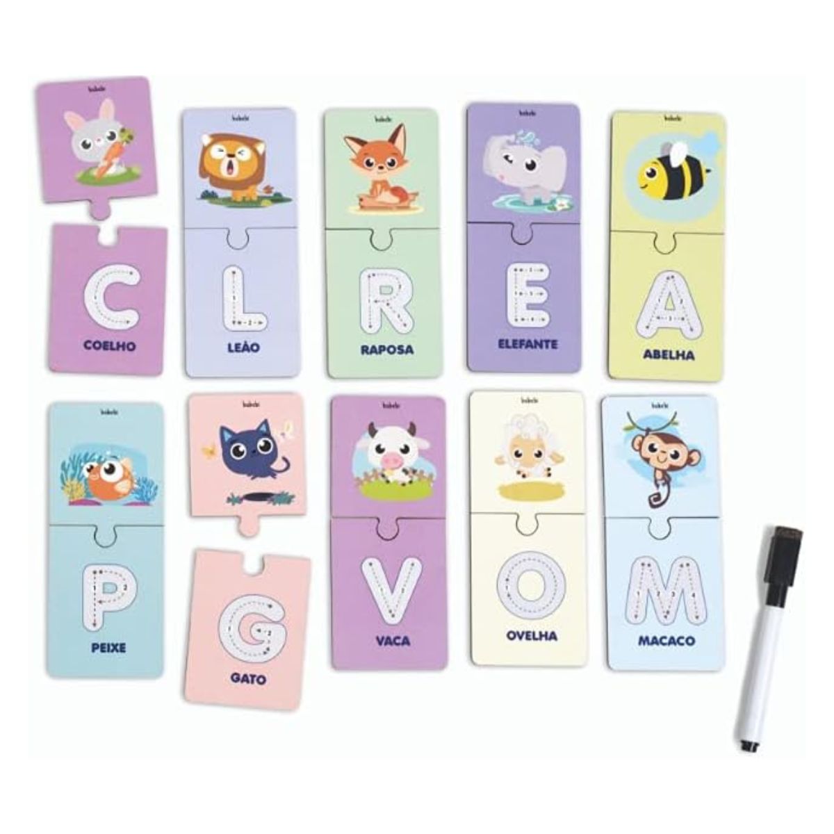 Quebra-cabeça Educativo Didático Alfabeto Ilustrado / Escreva E Apague - Babebi Quebra-cabeça Educativo Didático Alfabeto Ilustrado / Escreva E Apague - Babebi